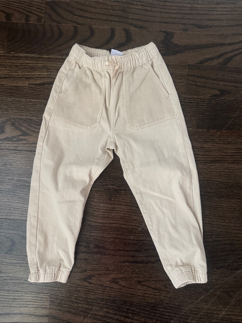 NWOT ZARA Neutral Beige Drawstring Jogger Pants size 3-4